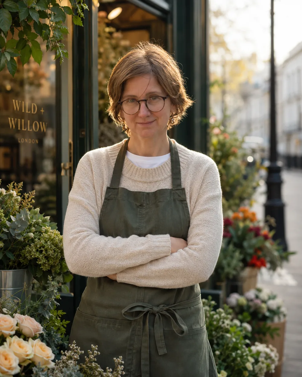 Florist at the bench in our Marylebone studio