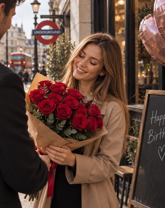 Woman with 12 roses